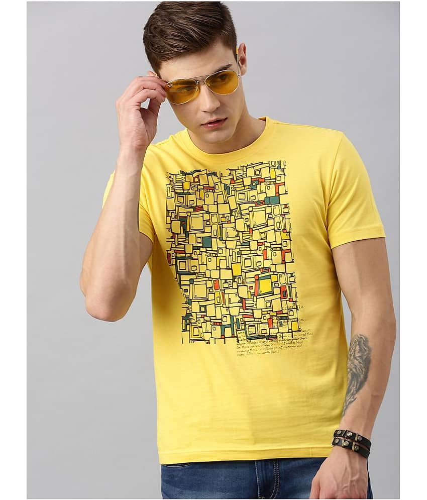 Huetrap Pack of 1 Cotton Regular Fit Men's T-Shirt ( Yellow )
