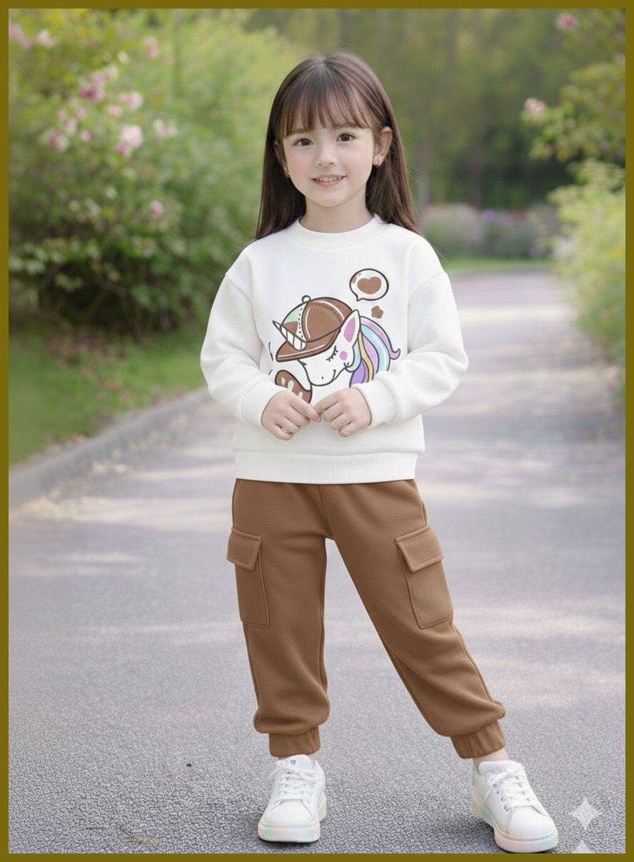 Girls T Shirt And BROWN Pant Set
