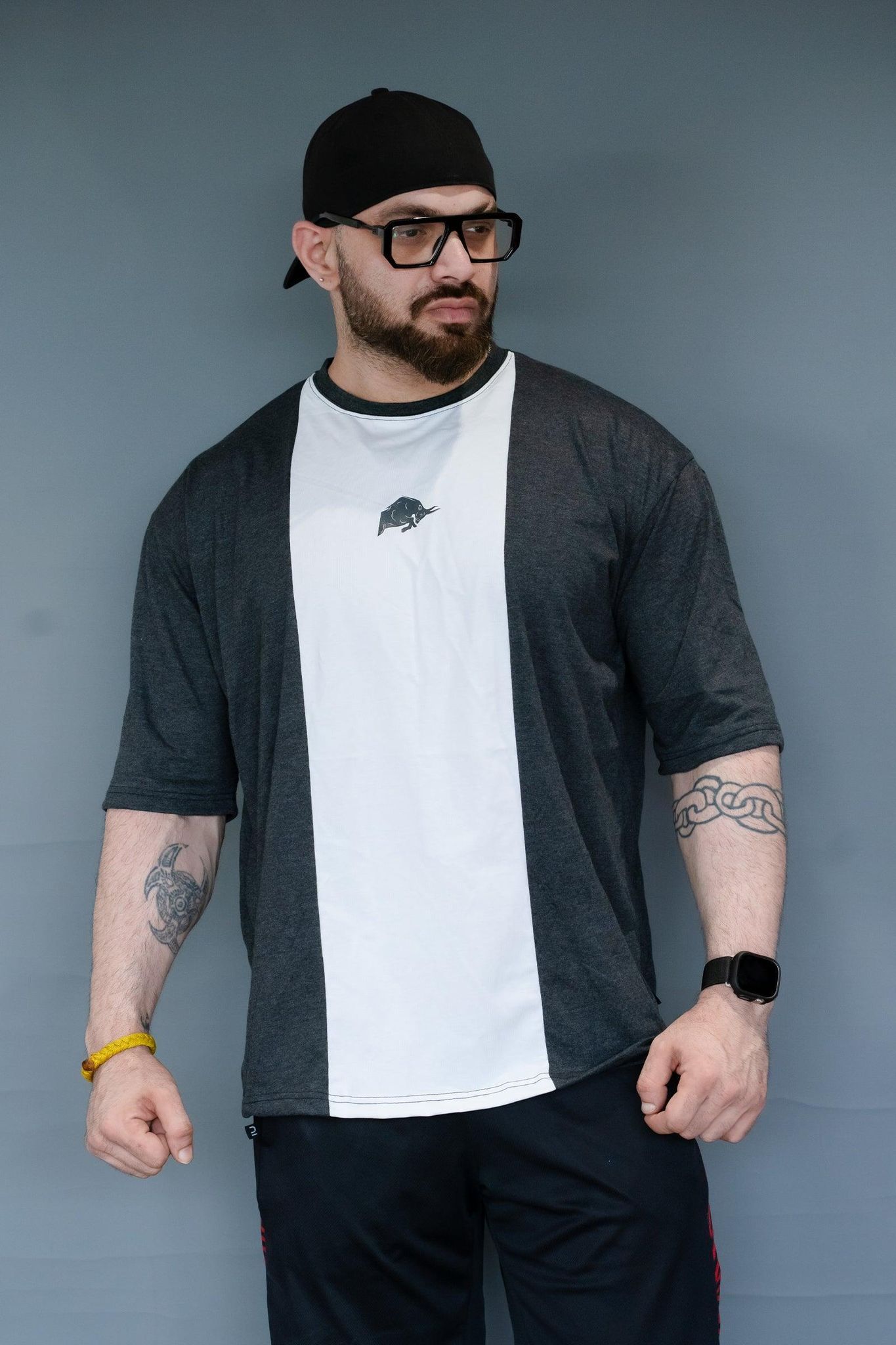 MIXBLEND OVERSIZED T-SHIRT (DARK GREY)-S