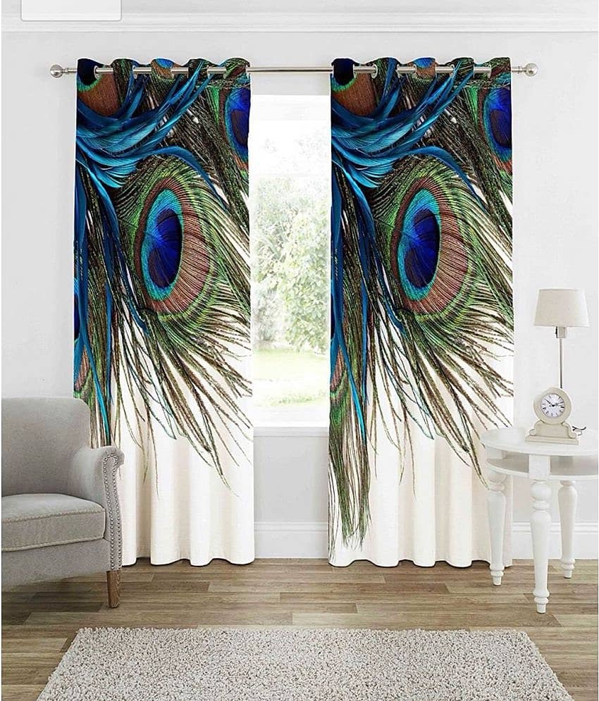 Prince Set of 2 Window Semi-Transparent Eyelet Polyester Curtains Multi Color