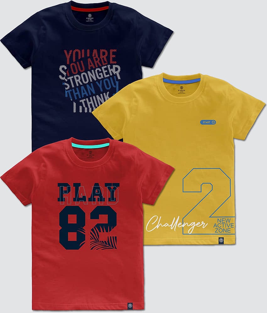 CODEZ Pack of 1 Boys Cotton Blend T-Shirt ( Multi Color )