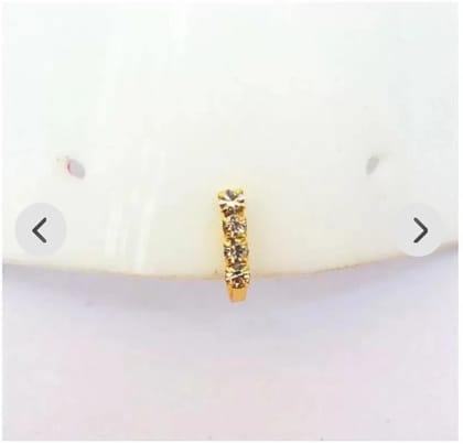 Beautiful Gold Plated Nose Pin U Shape 4 Nug Wedding Nose Ring Fashion Gift Jewellry Pack of 1