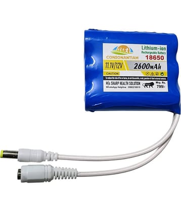 CONSONANTIAM Lithium Ion Battery Pack 11.1/12 Volt 2600 mAH Lithium-Ion Rechargeable with 5.5X2.1 DC Jack Battery, Multipurpose Use Toy, Student Projects, Devices, Etc. 12 Volt Battery Li-Ion 18650