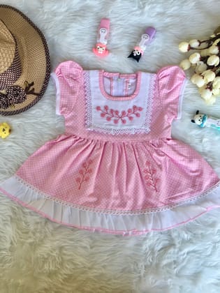 Baby Frock - A803 - Baby Pink-0 - 6 months