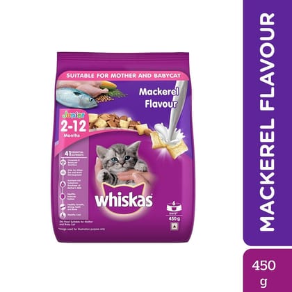 Whiskas Mackerel Flavour Mother Cat &amp; Kitten (2-12 Months) Dry Cat Food 450g