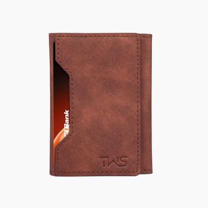 The Wallet Store Magna Suede Vegan Leather Cardholder (Brown)