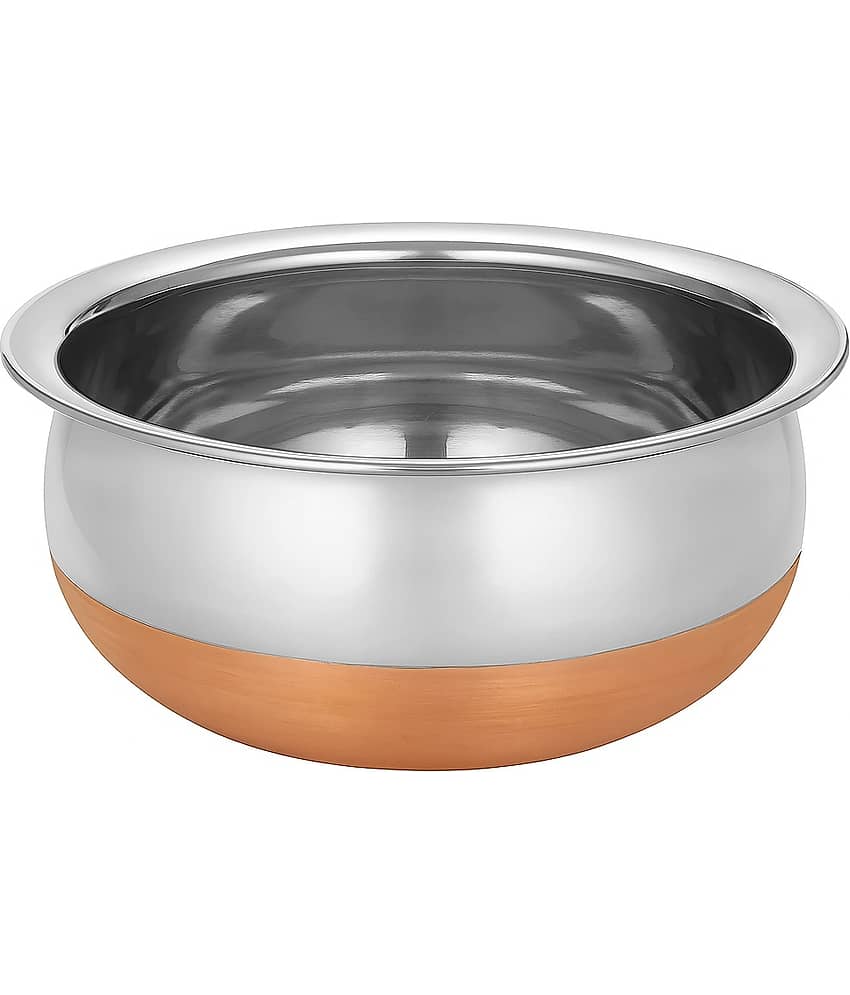 Dynore Copper Handi 1 No Stainless Steel Serving Handi 500 ml Silver ( Set of 1 )