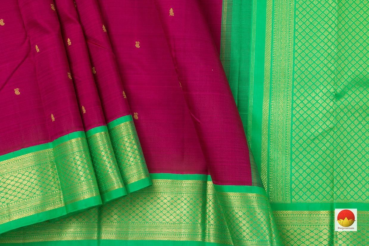 Magenta And Sea Green Kanchipuram Silk Saree Handwoven Pure Silk Pure Zari For Festive Wear PV NYC 811