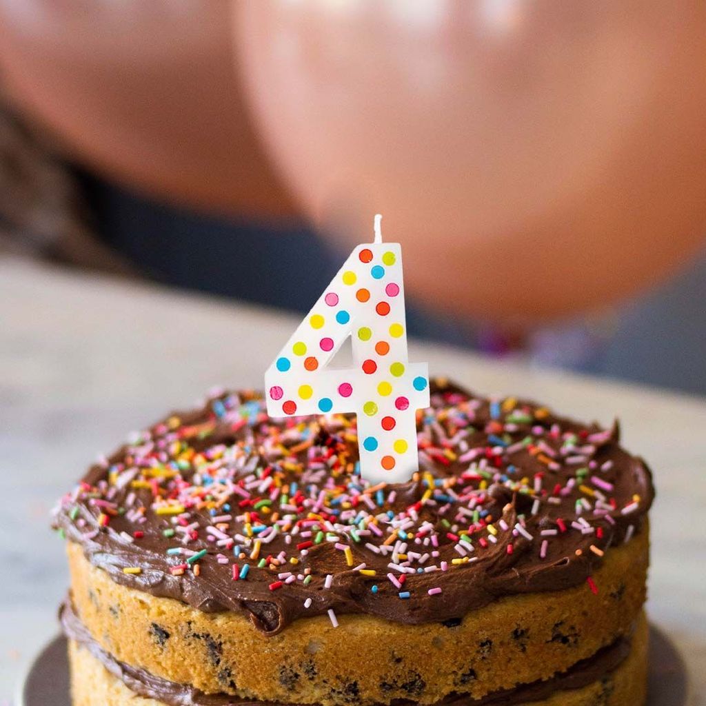 Number 4 Multicolor Polka Dot Candle - 1PC - Party and Festive Needs | Buy online on ZillyBuy