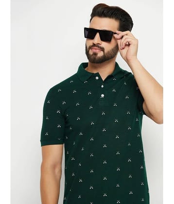 ZEBULUN Pack of 1 Cotton Blend Regular Fit Printed Half Sleeves Men's Polo T Shirt ( Green )