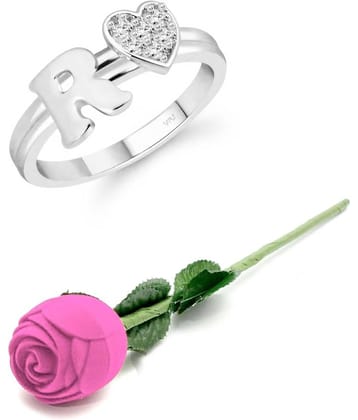 Valentine Initial '' R '' Letter with heart ring alphabet for women and Girls