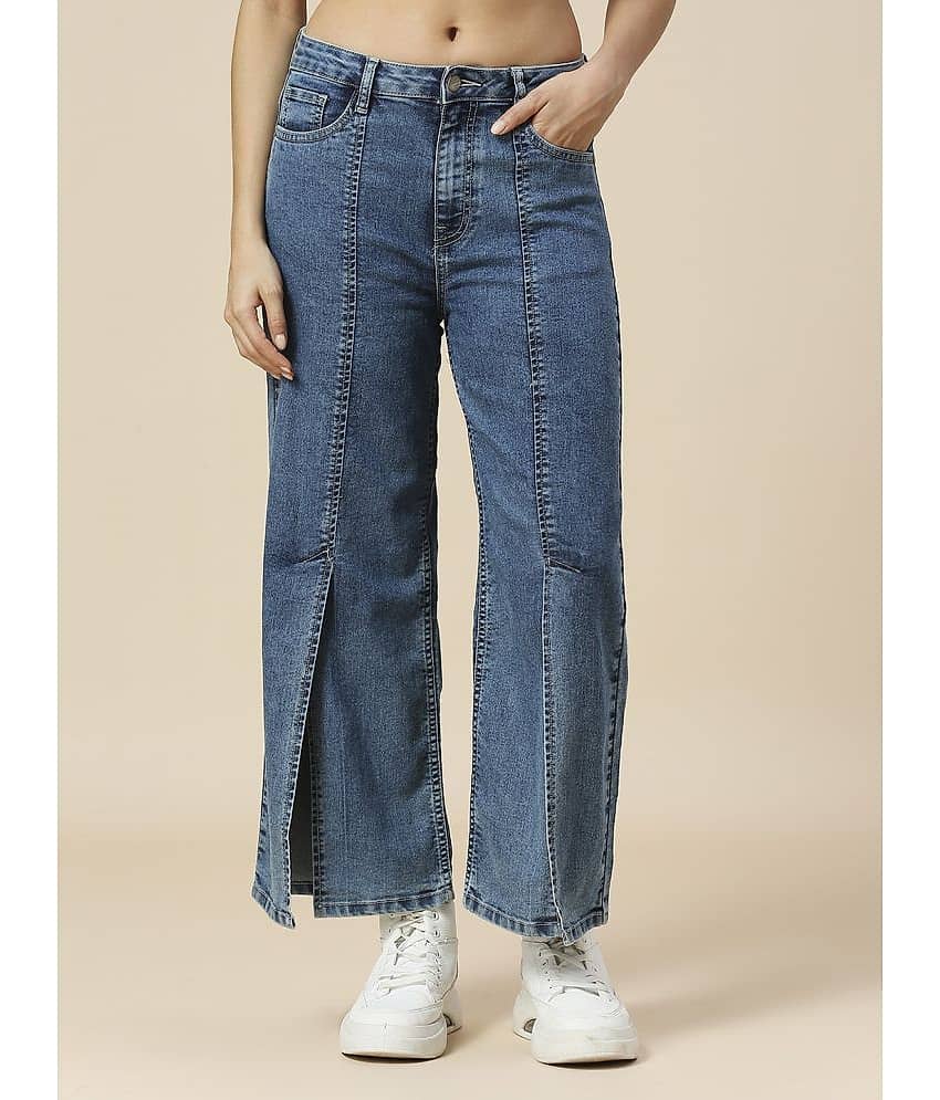 HJ HASASI - InkBlue Denim Wide Leg Women's Jeans ( Pack of 1 )