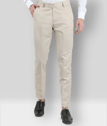 VEI SASTRE - Cream Cotton Blend Slim Fit Men's Formal Pants (Pack of 1)