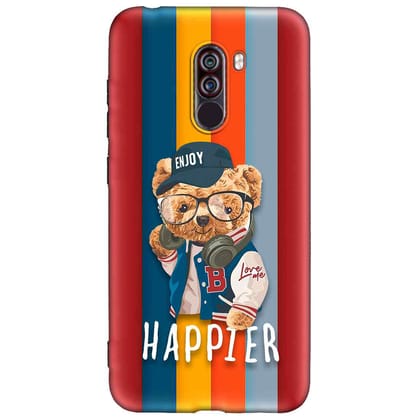 Enjoy Happier POCO F1 Premium Embossed Mobile cover