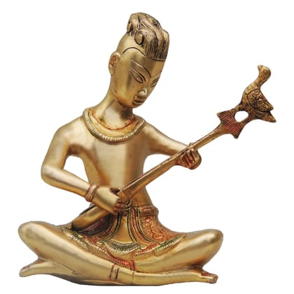 Brass Showpiece Rajasthani Guitar Statue, Height : 8.5 Inch (BSMAS479 C)