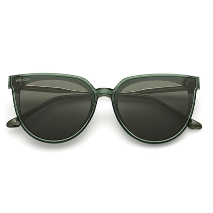 PERKEY Cat Eye-Oversized Black UV Protected Stylish Goggles Men Women - PRKY0014-C2-Large / Black / Grey