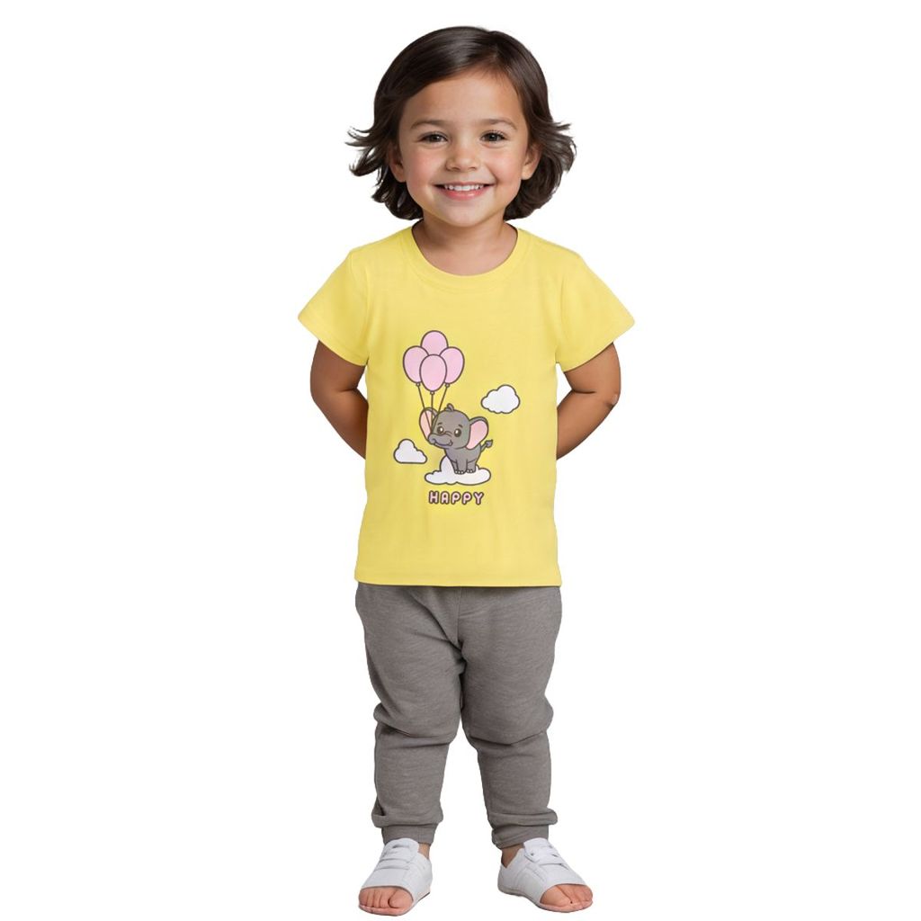 Sophisticated Kids Girls T shirt Cotton Blazing Yellow Happy Baby Elephant 2025 at ShopCircuit |