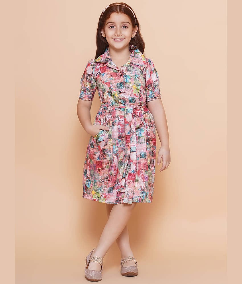 Arshia Fashions Cotton Blend Dress For Girls ( Pack of 1 , Multicolor )