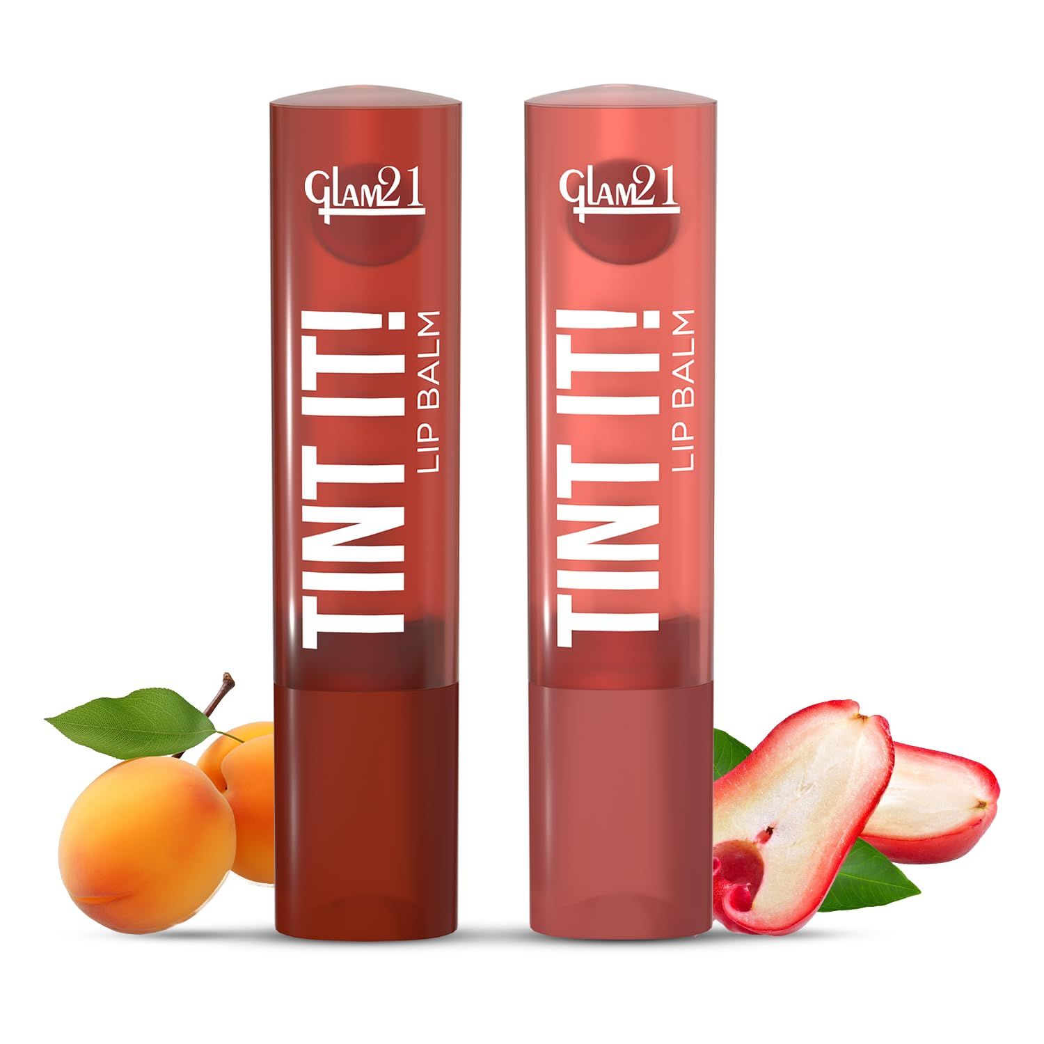Glam21 Tint it! Lip Balm | Everyday Hydration & Moisturized Lips with Vitamin-E, Shea Butter, Avocado Oil, SPF15 |Lip Care For Dry & Chapped Lip - Rose Apple & Apricot | 3.5gm Each | Combo Pack Of 2 Glam21 Tint it! Lip Balm | Everyday Hydration & Moistur