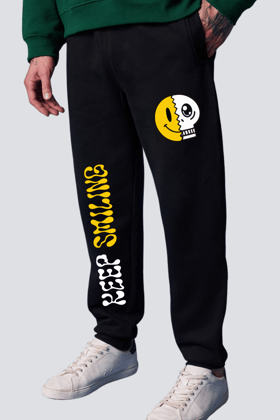 Keep Smiling Straight Fit Joggers - Black-S