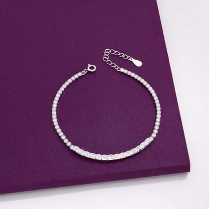 Radiant Solitaire Tennis Bracelet-White Stone / Silver