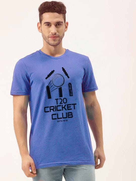 Mens halfsleeve cricket printed t-shirt-XS / Blue