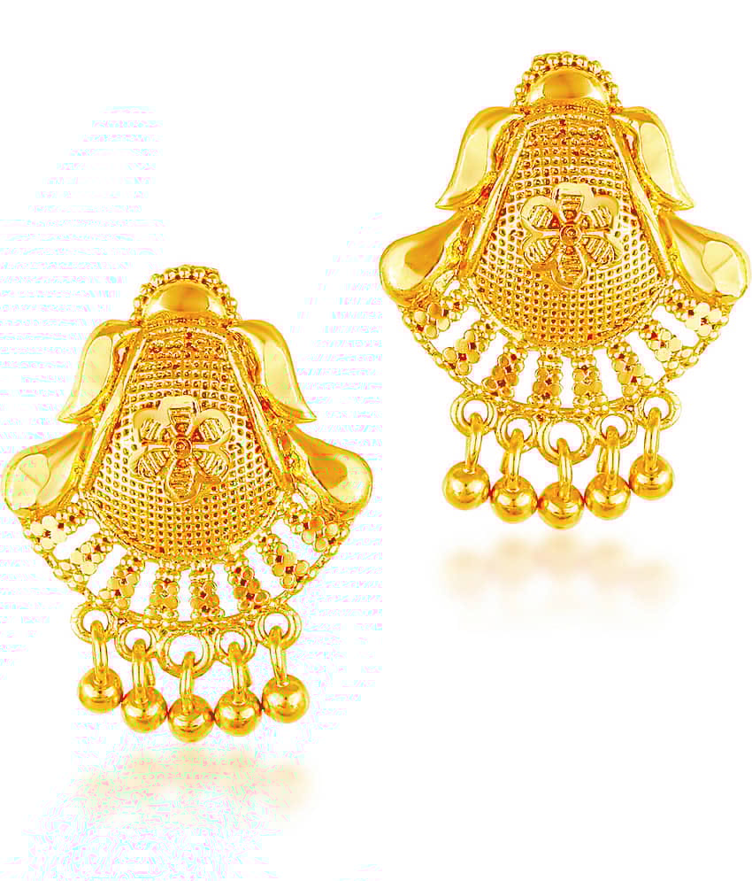 VIVASTRI Golden Stud Earrings ( Pack of 1 )