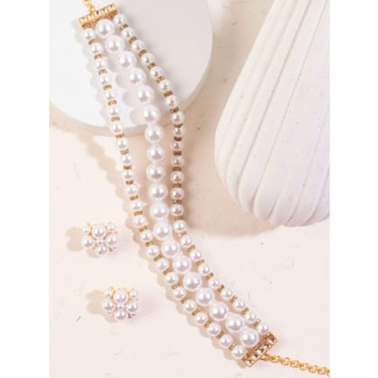 Gold Toned Multi layer Premium Pearls Intrend Stylish Fashio