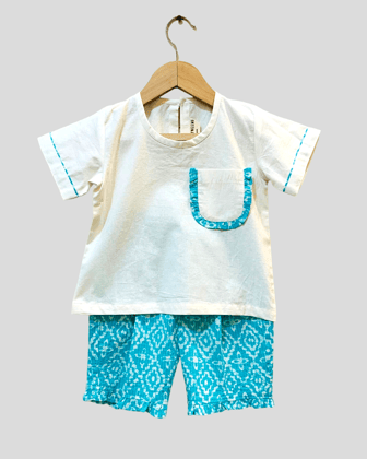 White top & Blue shorts Baby Set-0-3 months