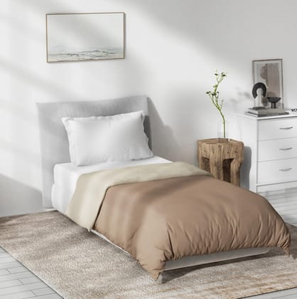 DDECOR - Creme Collection 100% Cotton Plains And Textures Pattern MPOL Single Quilt|152 CM X 229 CM| - Brown