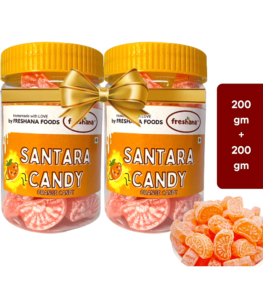Freshana Santara Candy Orange Narangi Toffee Hard Candies 200 gm Pack of 2