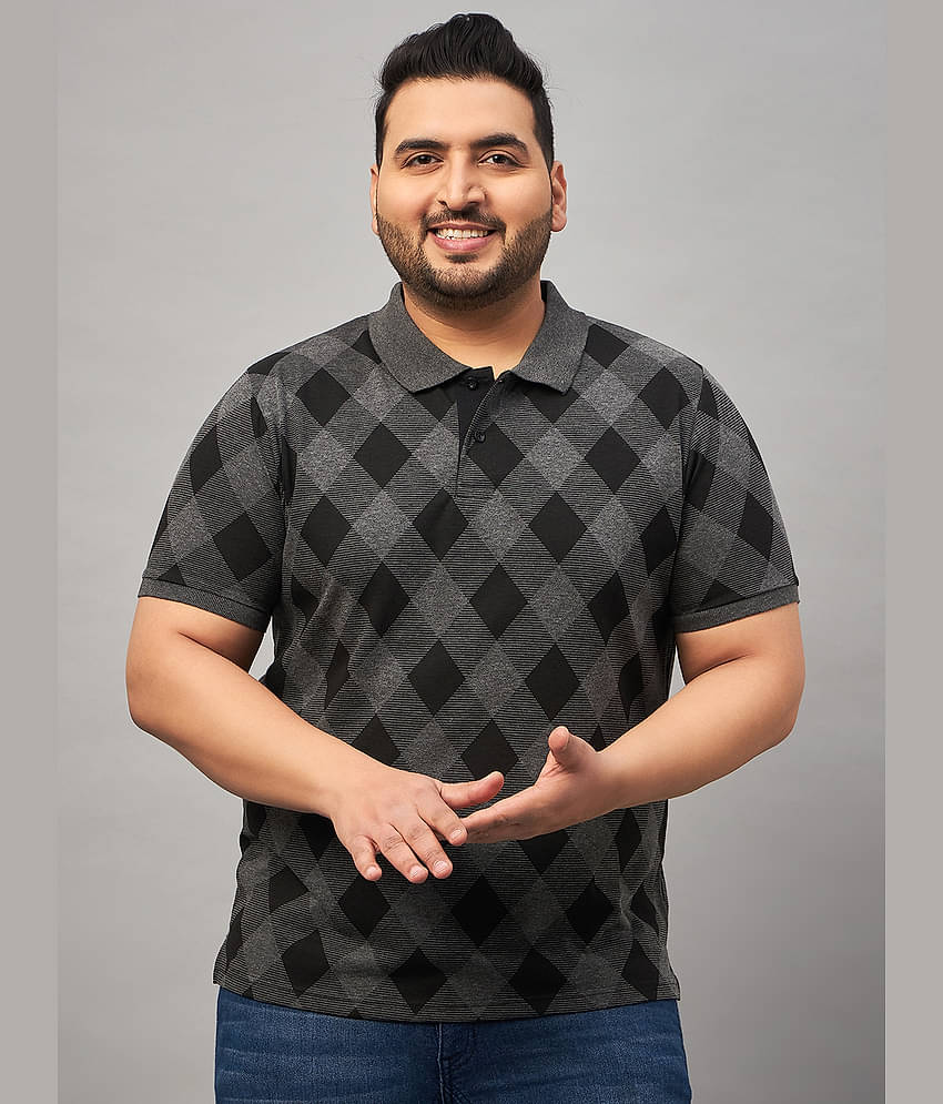 AUSTIVO Pack of 1 Cotton Blend Regular Fit Checks Half Sleeves Men's Polo T Shirt ( Multicolor )
