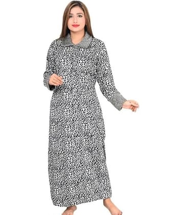 RAABTA FASHIION Women Velvet Printed Gown ( Grey )