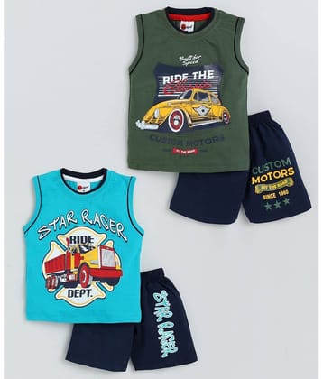 Mars Infiniti Pack of 3 Boys Cotton T-Shirt & Shorts Set ( Light Blue )