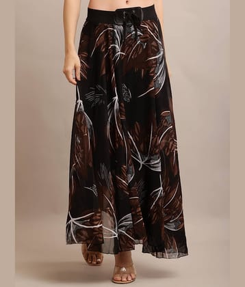 Raabta Fashion Black Georgette Women's Flared Skirt ( Pack of 1 )