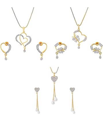 PUJVI - Silver Pendant set ( Pack of 3 )