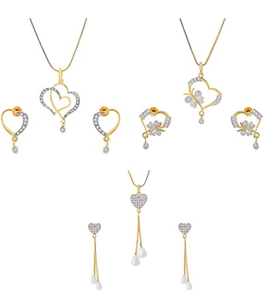 PUJVI - Silver Pendant set ( Pack of 3 )