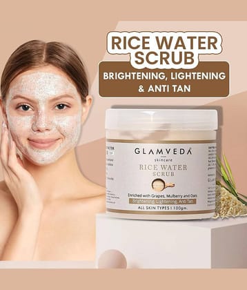 Glamveda Rice Water Brightening Face Scrub , Lightens Skin Pigmentation & Tanning 100gm (Pack of 1)