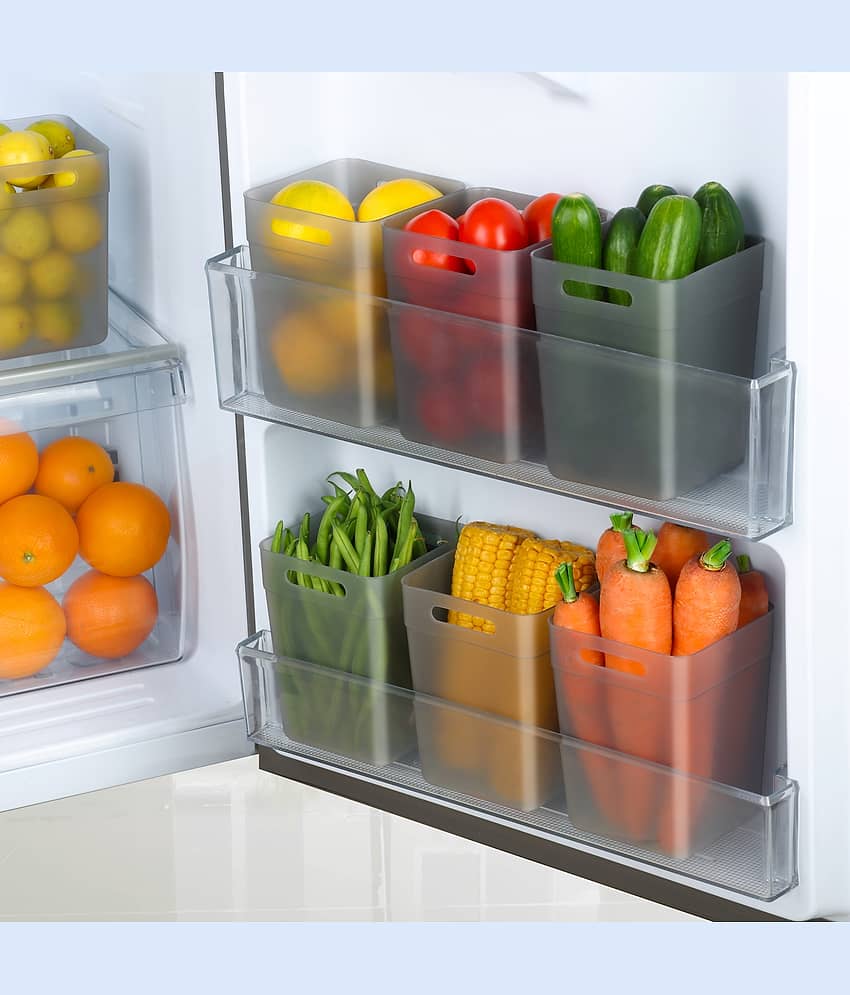 2Mech Fridge container Plastic Black Multi-Purpose Container ( Set of 6 )