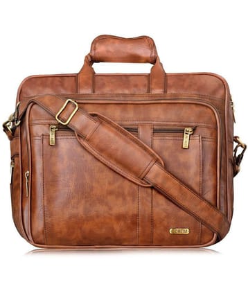 Lorem Tan Faux Leather Office Bag - Tan