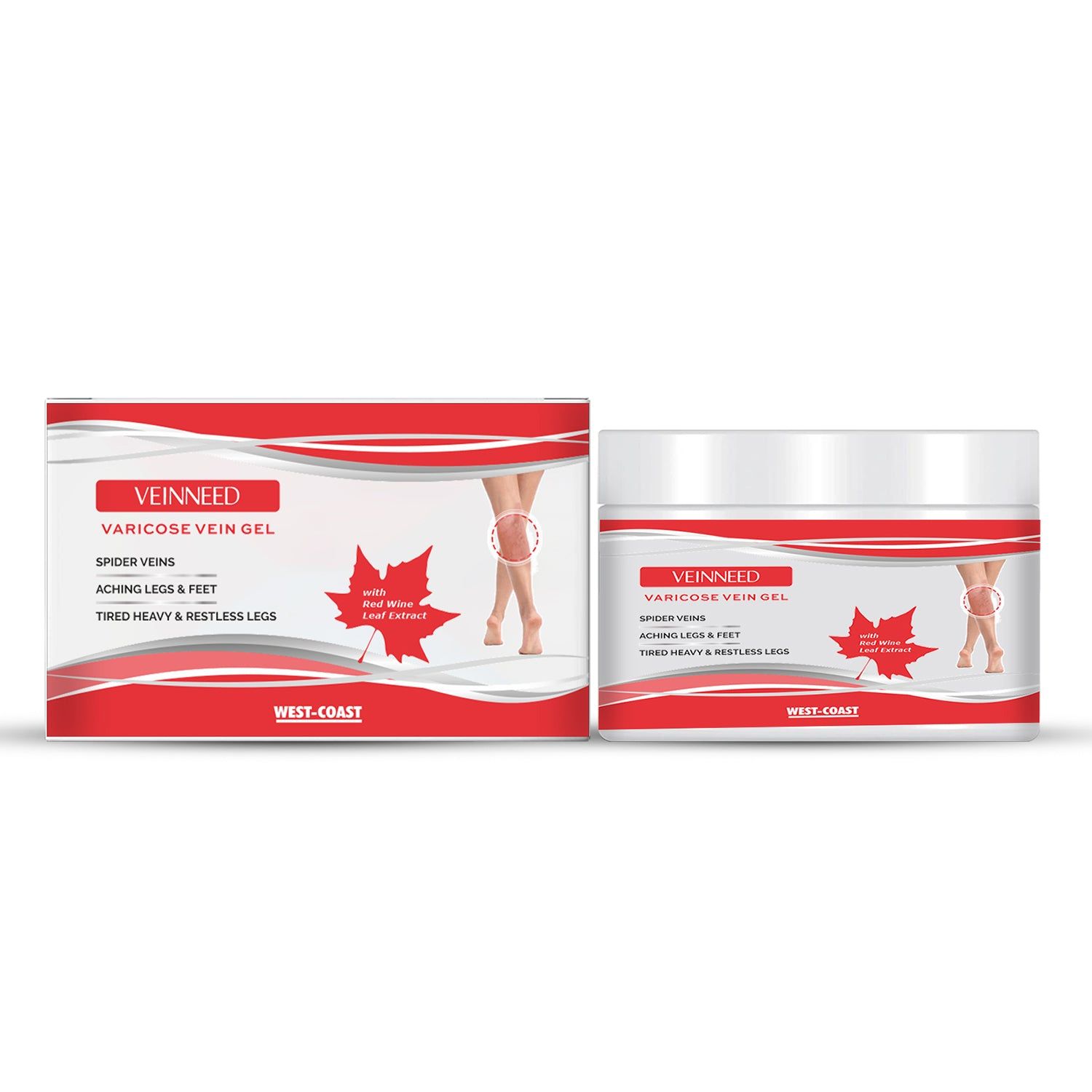 WEST-COAST Veinneed Varicose Vein Gel with Red Wine Leaf Extract, Horse Chestnut Extract for Management of Varicose & Spider Veins for Leg Care - 200gm