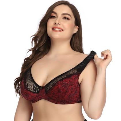 TCT High Support Underwired Bra in plus Sizes-38 C / Red