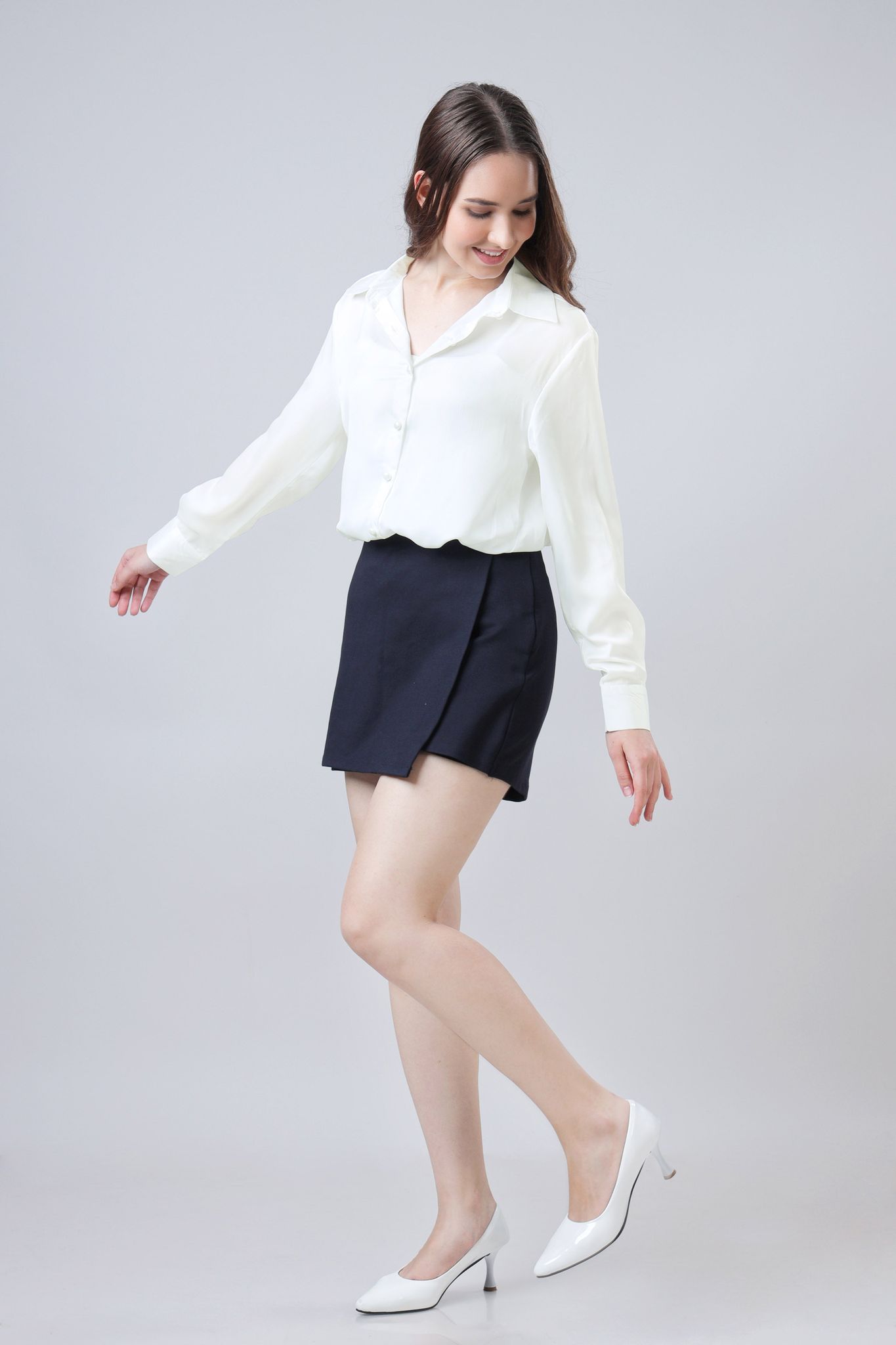Plain White Luxurious Satin Shirt For Women-XXS / White / SH0009-FAB490035 -NIL-2 MTR-NIL-NIL-NIL-NIL-THW001-FS001-NIL-BT0092-10-NIL-NIL-NIL