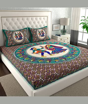 ABHACLOTHO Cotton 1 Double Bedsheet with 2 Pillow Covers ( Multicolor )