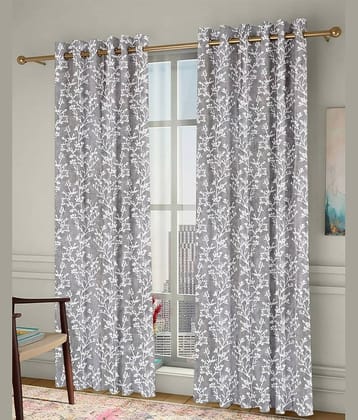 Homefab India Floral Room Darkening Eyelet Curtain 5 ft ( Pack of 2 ) - Blue
