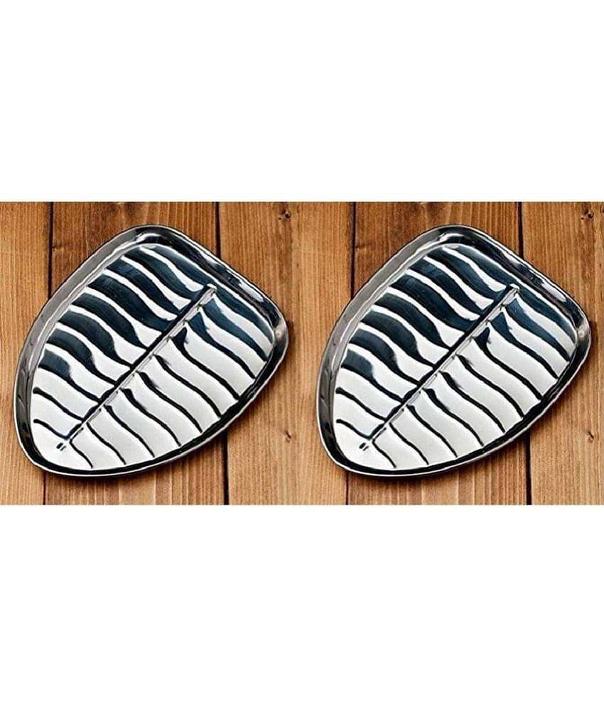 Dynore 2 Pcs Stainless Steel Silver Tray