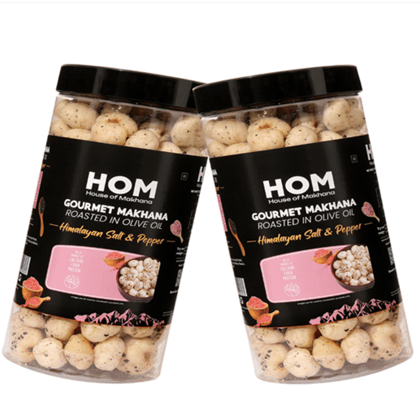 GOURMET MAKHANA Roasted in Olive Oil | Flavors Himalayan Salt & Pepper | Combo Of 2, 65g Each. - 130 gm