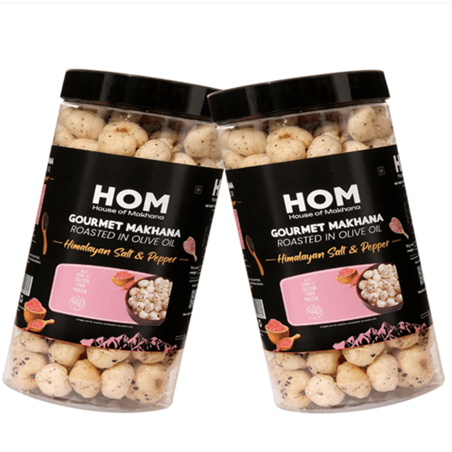 GOURMET MAKHANA Roasted in Olive Oil | Flavors Himalayan Salt & Pepper | Combo Of 2, 65g Each. - 130 gm