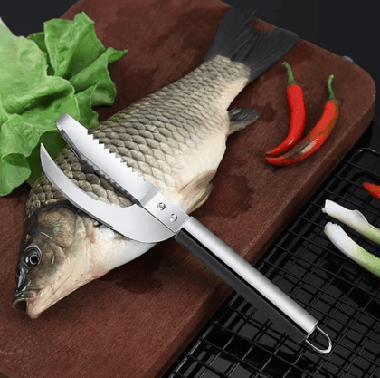 VillWin Silver Stainless Steel Knife Cut Scrape Dig 3-in-1 Tool, Fish Scaler ( Set of 1 )