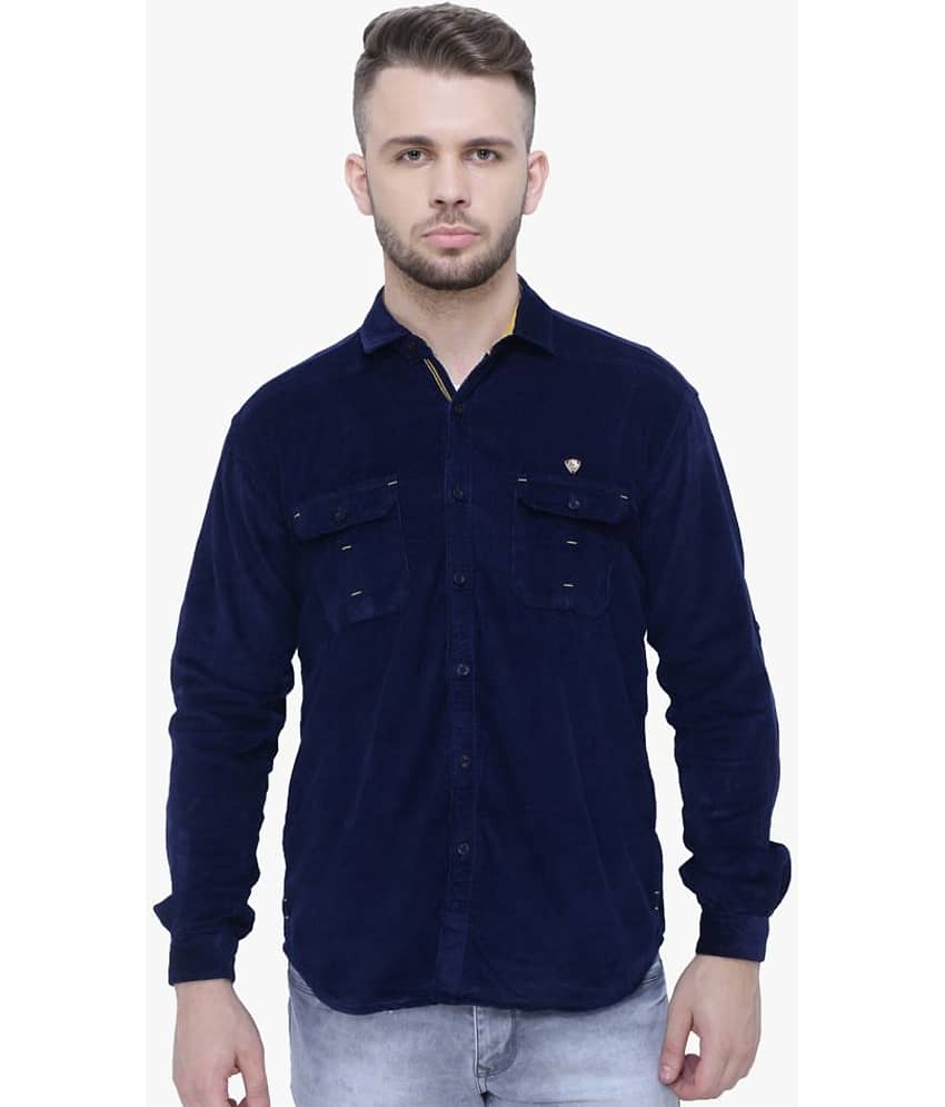 Kuons Avenue - Navy Blue Corduroy Slim Fit Men's Casual Shirt ( Pack of 1 )